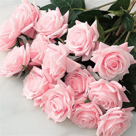 Silk Flower Roses 20pcs Light Pink Real Touch Artificial Roses - Etsy