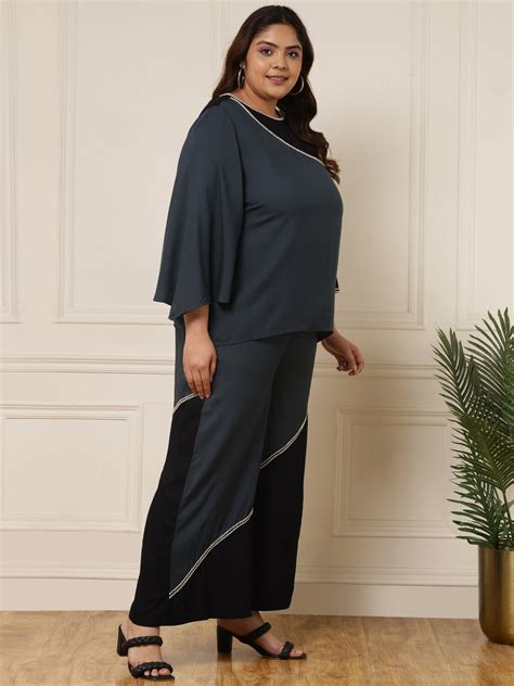 Women's Plus Size Grey Black Co-Ord Set