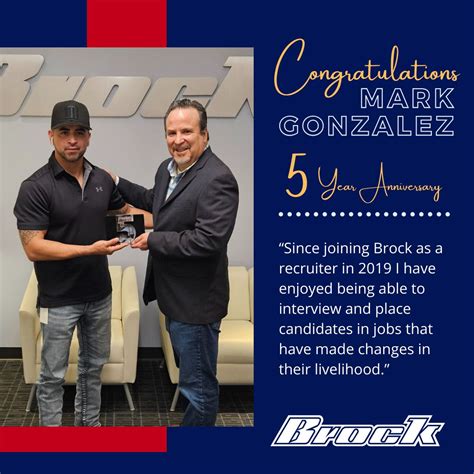 5 YEARS OF SERVICE 👏 The Brock Group recognized Mark Gonzalez for his 5 ...