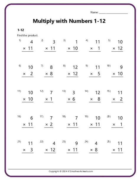 Image result for 3rd Math Multiplication Worksheets