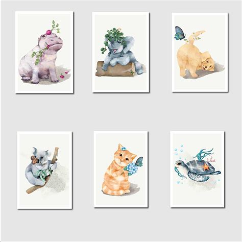 Posters for Kids room, Set of 6 Posters, A4 Size Art Prints, Unframed ...