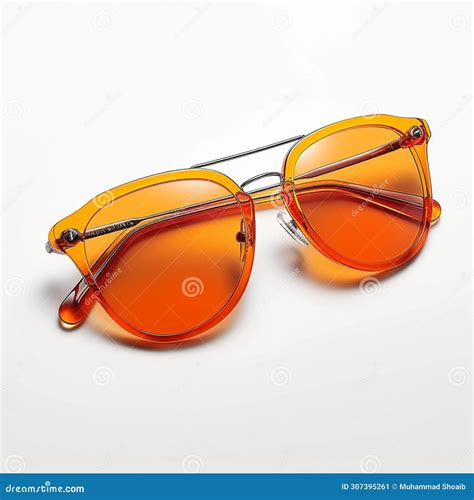 Orange Lens Sunglasses in Sleek Iron Frame, Isolated on White Stock ...
