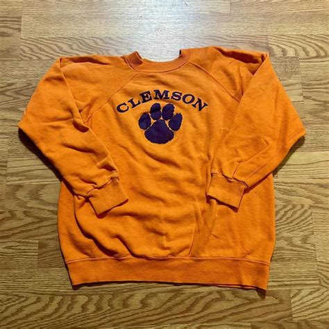 Vintage 80s Clemson Crewneck Sweatshirt Excellent... - Depop