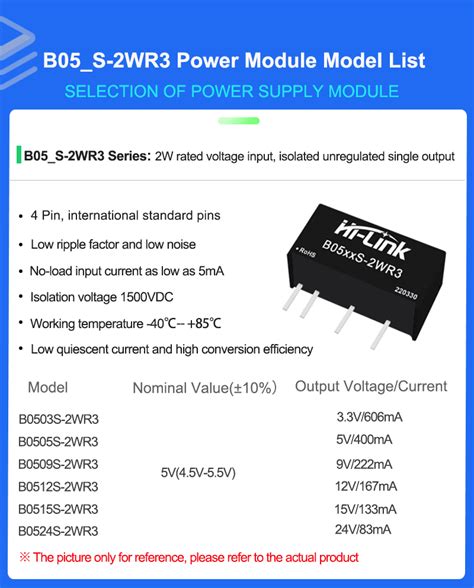 B0505S-2WR3 DC-DC 2W 4.5-5.5V Input / 5V Output Voltage Converter ...