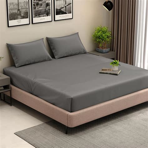 Buy EARTHY THREADS Viscose Bamboo Silk Queen Fitted Bedsheets, 60x78 ...