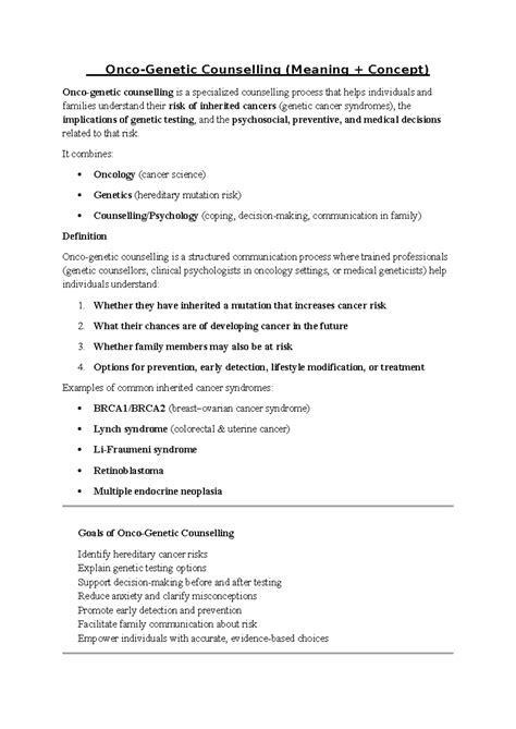 Moduke 5 - Key Concepts in Counselling for Cancer Care - Studocu