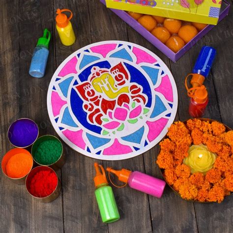 Buy DIY Ganesha Pattern Rangoli Design Stencil 12" Online in India ...