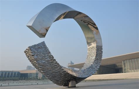 信阳中型抽象落地雕塑 不锈钢雕字镂空圆环雕塑定制|资源-元素谷(OSOGOO)