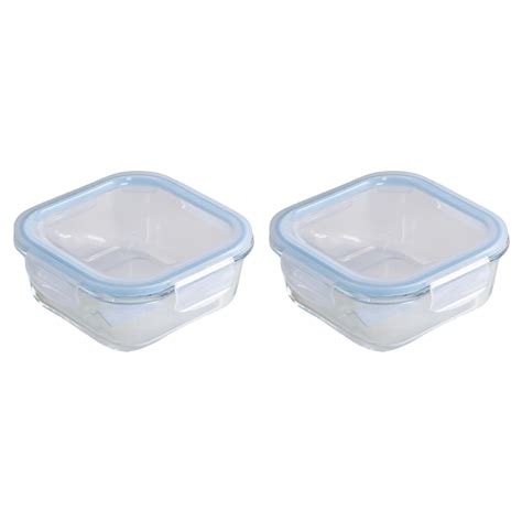 Nestasia Lunch Box Set of 2 | Square Borosilicate Glass Containers ...