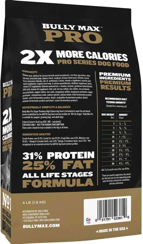 Bully Max 2X Calorie Dry Dog Food PRO Series | High Calorie High ...