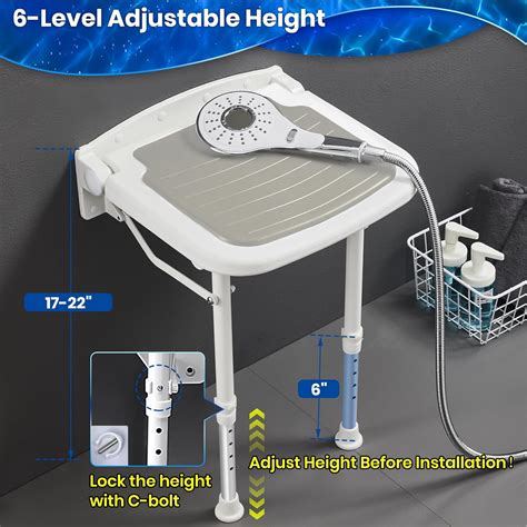 Caredear Folding Wall Mounted Shower Seat with Bathroom Grab India | Ubuy