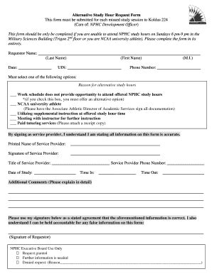 Fillable Online Alternative Study Hour Request Form Fax Email Print ...