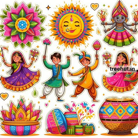 Cute Printable Dandiya Dance Stickers and 95 Craft Ideas with Dandiya ...