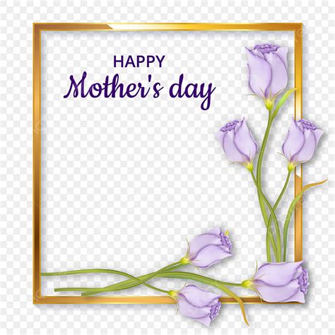 Mothers Day Frame Vector Hd Images, Golden Frame With Delicate Flowers ...
