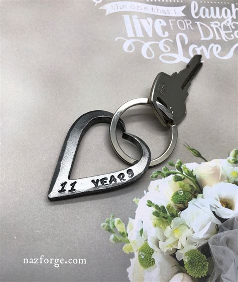11th Wedding Anniversary Steel Keychain Gift Idea for Wife or Husband ...