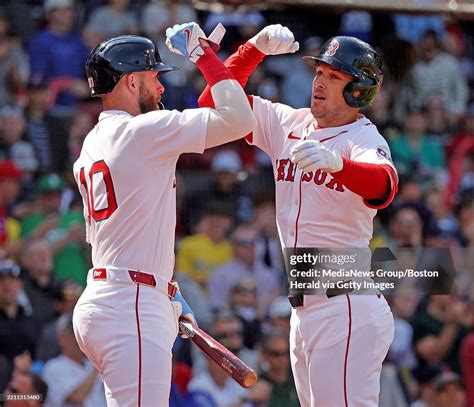 Boston, MA - April 24 - Alex Bregman of the Boston Red Sox celebrates ...