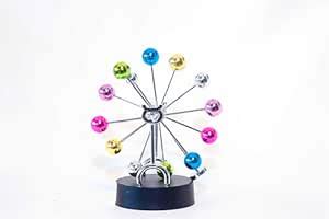 Perpetual Motion Kinetic Art Desk Toy, Multi-Color Metal Balls, Battery ...