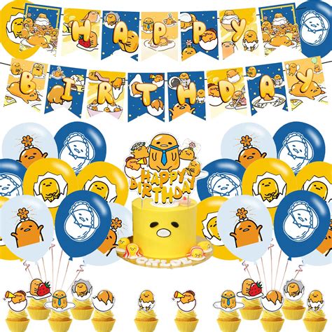 Gudetama Party Decorations,Birthday Supplies For Lazy Egg Includes ...