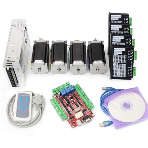 RATTMMOTOR 4 Axis Nema23 Stepper Motor Driver CNC USB Control Kit with ...
