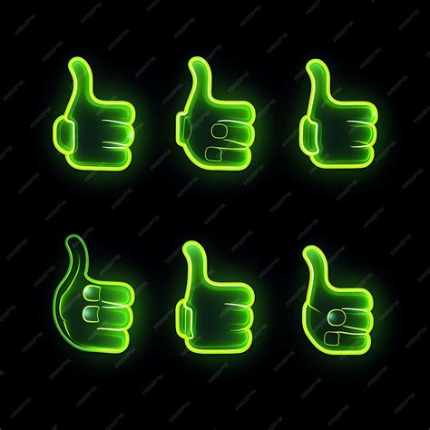 Premium Photo | Neon Design of Thumbs Up Icon Emoji With Approval Encouragement and Positiv ...