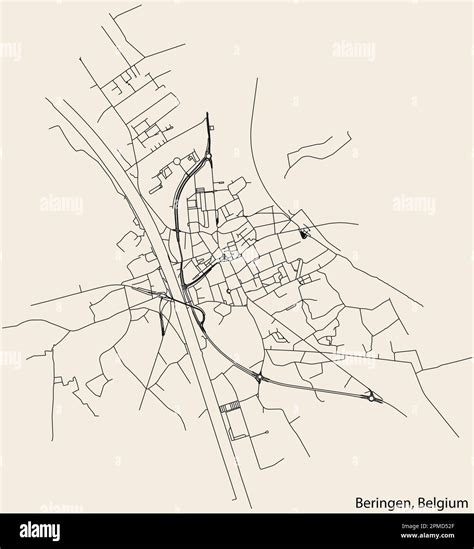 Detailed hand-drawn navigational urban street roads map of the BERINGEN MUNICIPALITY of the ...