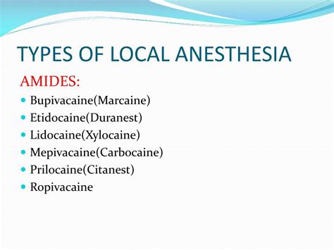 Image result for Local anesthetic Types