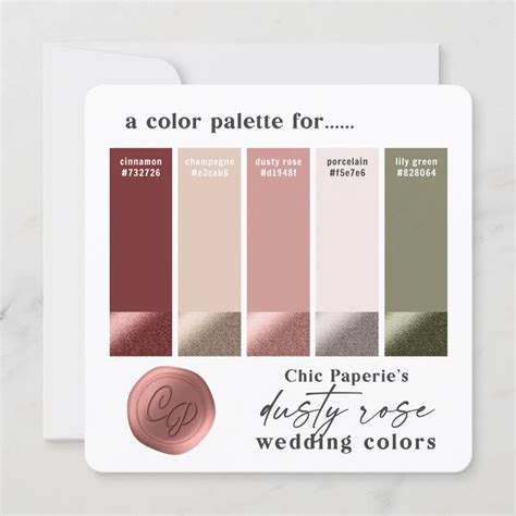 Dusty Rose Wine & Blush Wedding Color Palette Card | Zazzle | Dusty ...