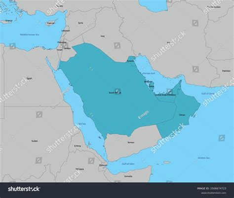 Gcc-gulf Cooperation Council Map Middle East Stock Vector (Royalty Free) 2506674723 | Shutterstock