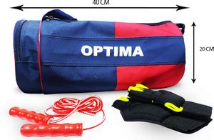 Optima GYM BAG WITH GLOVES AND SKIPPING ROPE Fitness Accessory Kit Kit ...