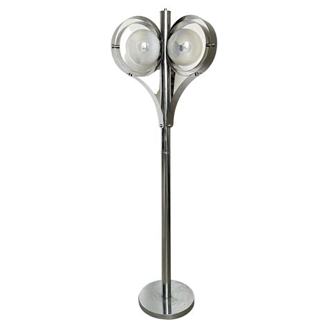 Vintage Space Age floor lamp in chromed metal with three ribbon ...