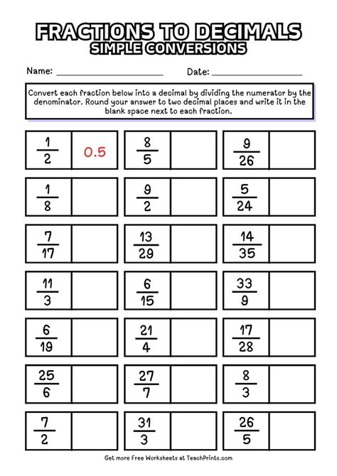 Decimals Work Sheet