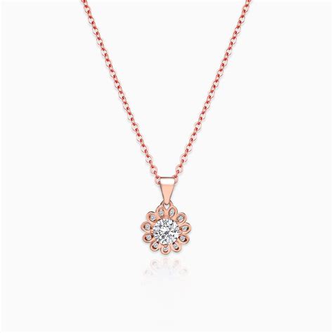 Buy Rose Gold Sun Flower Pendant with Link Chain Online at Best Prices ...