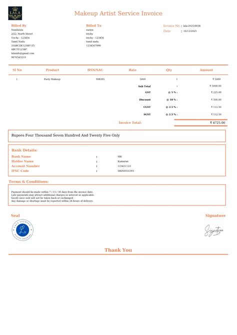 InvoiceFree — Makeup Artist Invoice Generator,Creator,Maker
