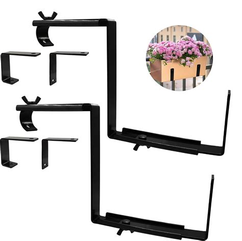 Amazon.com : PLAIRC Window Box Brackets, 2 Pack Adjustable Planter Box ...