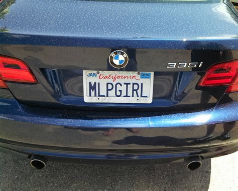 One of my friends drives a '12 BMW 335i Coupe. This is her plate. : r/MyLittleMotorhead