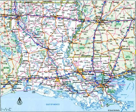 Detailed map of the interstate highways of Louisiana I-10, I-12, I-20 ...