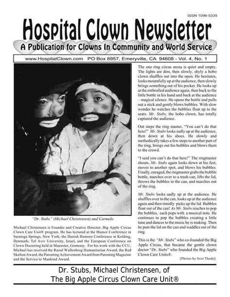 Dr. Stubs, Michael Christensen, of The Big Apple Circus Clown Care ...