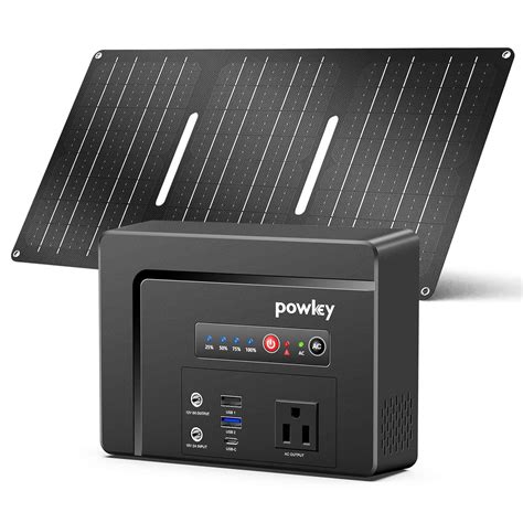 Powkey Portable Power Station with Solar Panel, 100W/97.68 Solar ...