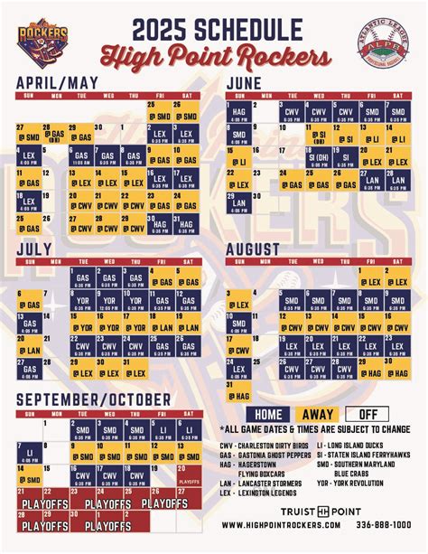 High Point Rockers | Baseball Team | Schedule