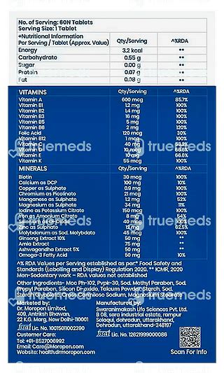 Dr Morepen Multi Vitamin Men Tablet 60 - Uses, Side Effects, Dosage ...