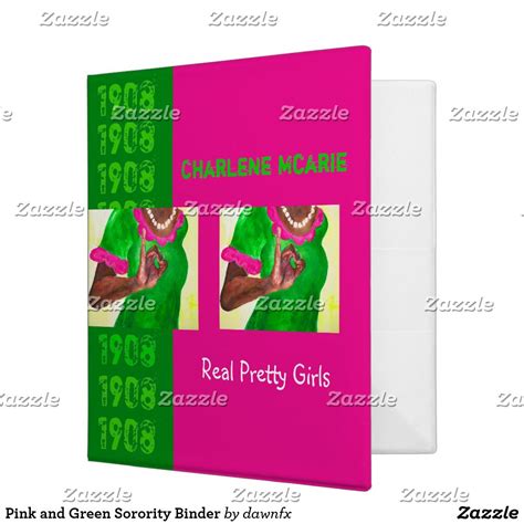 Pink and Green Sorority Binder | Pink and green, Custom binders, Binder