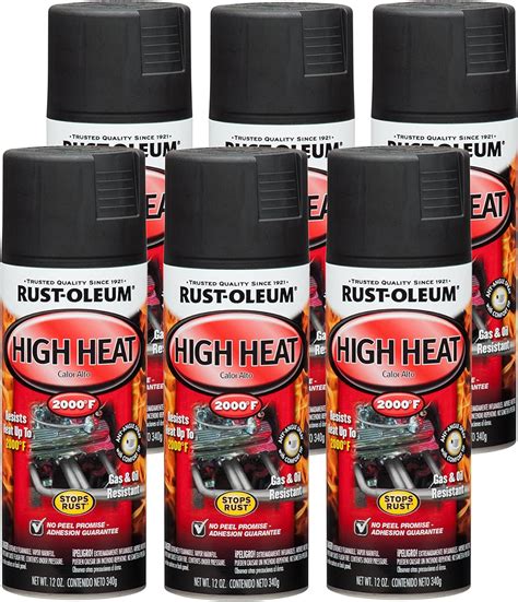 Rust-Oleum 248903-6PK Automotive High Heat Spray Paint, 12 oz, Flat ...