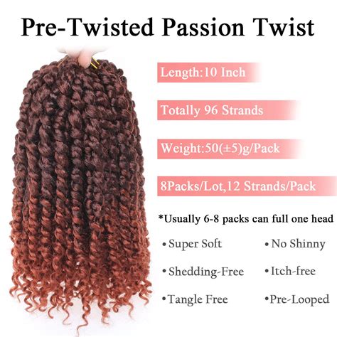Buy Leeven 10 Inch Pre-twisted Passion Twist Crochet Braids Hair for ...