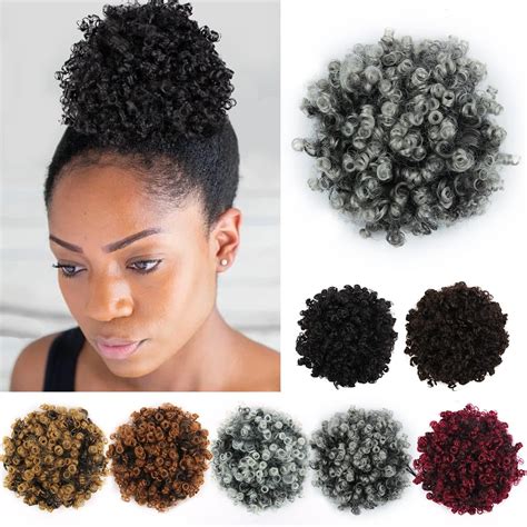 Amazon.com : Afro High Puff Hair Bun Drawstring Ponytail With Bangs ...