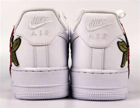 Buy Nike Air Force 1 Custom Shoes Red White Rose Flower Floral Men ...