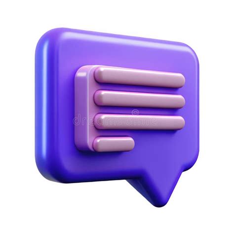 3D Purple Message Bubble Icon with Pink Text Stripes Design Stock ...