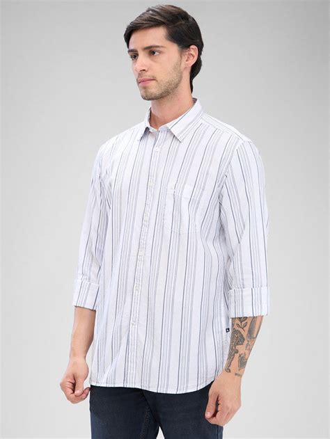 Parx Men White Slim Fit Stripe Casual Shirt – MyRaymond