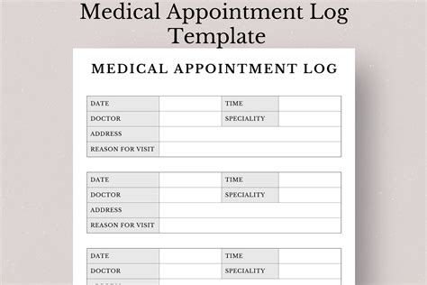 Medical Appointment Log Template, Medical Appointment Log, Doctor ...