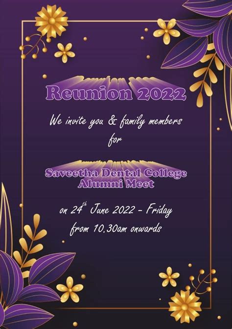 Invitation for Alumni Re-union — ORAL PATHOLOGY-SAVEETHA