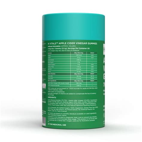 Buy HealthKart HK Vitals Apple Cider Vinegar Gummies - Green Apple ...